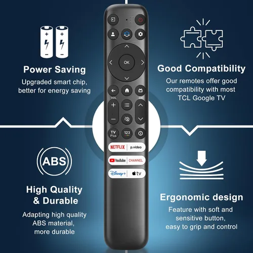 Vista 7 de Solo para TCL-Google-TV, reemplazo de control remoto, RC813 compatible con TCL QM8/QM7/Q7/Q6/Q5/S5/S4/S3 4K UHD HDR LED QLED QD-Mini LED Full-HD