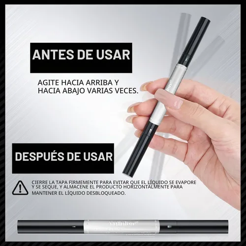 Vista 5 de Yulinlon Bolígrafo de cejas de doble extremo, punta de microhorquilla de 0.000 in, tinta líquida impermeable para cejas, micro-tenedor y puntas