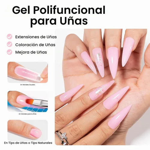 Vista 4 de Gellen - Extensión de uñas en gel de polietileno, sin hema, TPO y TMPTA, 2.16 onzas (2.12 oz), color rosa bebé