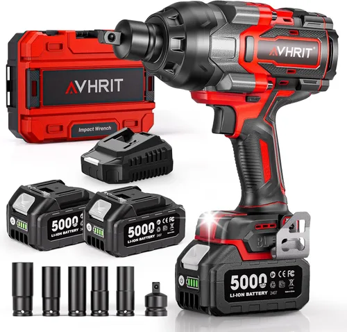 Vista 11 de Llave de impacto inalámbrica de 3/8 pulgada, pistola de impacto eléctrica de 450 N.m/ 330 Ft-lbs con motor sin escobillas, batería de 4000 mAh