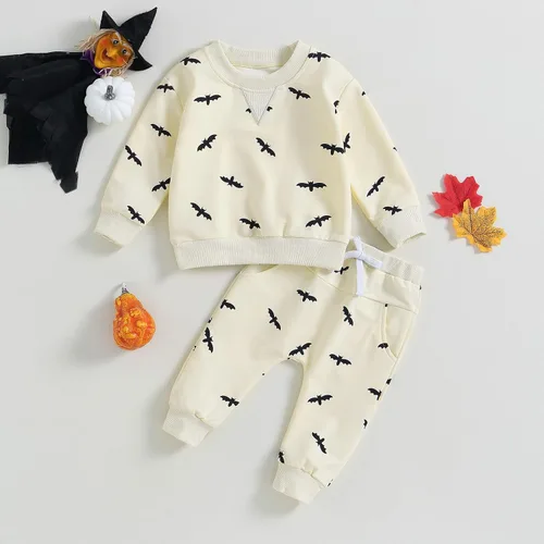 Vista 17 de Karwuiio Conjunto de disfraz de Halloween para bebé, sudadera de manga larga y pantalones para otoño