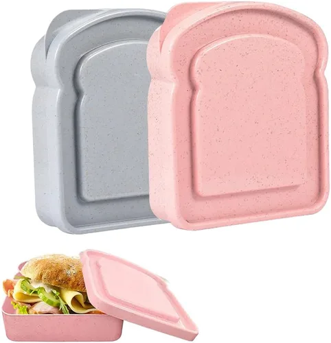 Vista 9 de NADUSEP Contenedores para sándwiches, recipientes para loncheras, caja de plástico con forma de tostada, para almacenamiento de alimentos con tapa
