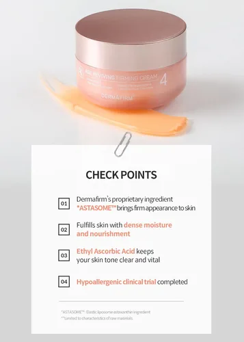 Vista 6 de Dermafirm Crema hidratante facial A4 para reafirmar los poros y elasticidad de la piel con colágeno, astasoma y péptido, sin ensayos en animales
