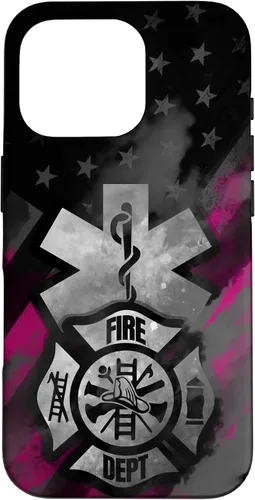 Vista 20 de EMT EMS Firefighter Pink Smoke Line USA American Flag Case for iPhone 17
