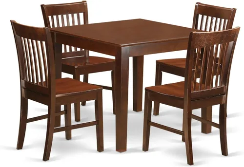 Vista 7 de East West Furniture OXNO5-LWH-W - Juego de comedor de 5 piezas, incluye una mesa cuadrada y 4 sillas de comedor de cocina, 36 x 36 pulgadas