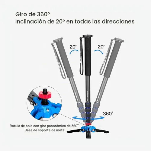 Vista 2 de Koolehaoda Monopod de cámara extensible con base de soporte plegable