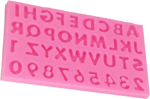 Vista 4 de Molde de silicona reutilizable de grado alimenticio con forma de letra, antiadherente, decoración de tartas de chocolate, chicle de caramelo