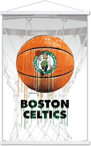 Vista 20 de Trends International NBA Boston Celtics - Póster de pared Drip Ball 20, 14.725 x 22.375 pulgadas, versión enmarcada de madera de granero Versión