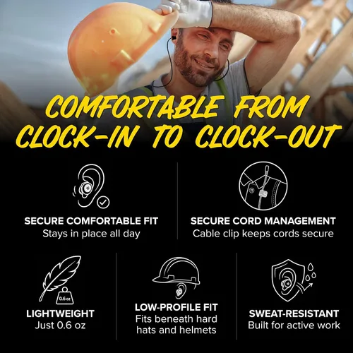 Vista 7 de Plugfones Liberate 2.0 Auriculares Bluetooth para el trabajo, auriculares inalámbricos de seguridad compatibles con OSHA, 29dB NRR protección