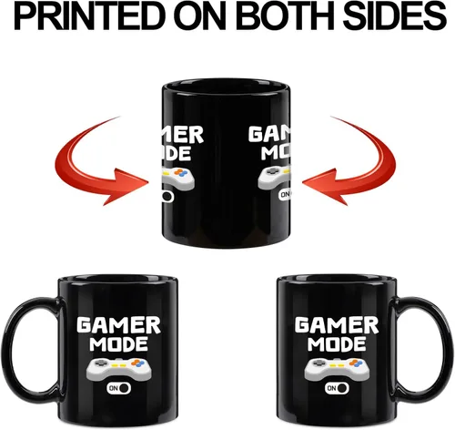 Vista 6 de YHRJWN Regalos de juegos para hombres, taza de café Gamer Mode ON para los amantes de los juegos, idea de regalos para jugadores para Navidad