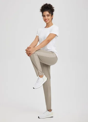 Vista 5 de BALEAF - Pantalones elásticos de viaje con bolsillos con cremallera, pantalones de golf y atléticos de cintura alta con FPU50+ para trabajo y uso