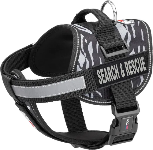 Vista 22 de Dogline Unimax - Arnés multiusos para perros y 2 parches extraíbles de búsqueda y rescate, pequeño, color negro