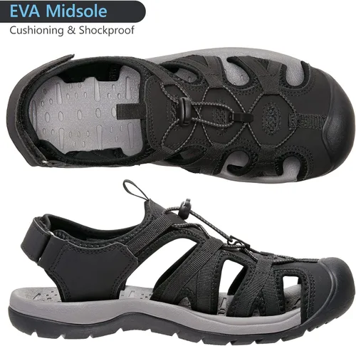 Vista 5 de CAMELSPORTS Sandalias de senderismo para hombre, puntera cerrada, sandalias de playa al aire libre, impermeables, deportivas para pescador, zapatos