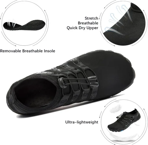 Vista 2 de YESMOLA Mens Water Shoes Beach Barefoot Shoes Wide Toe Five Finger Swim Aqua Shoes for Pool Fishing River Surfing