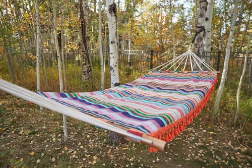Vista 5 de Hamaca, tejida a mano, multicolor, fabricada en México por Verve CULTURE