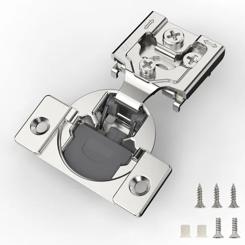 Vista 16 de Furniware 10 Piezas Bisagras de Gabinete de Cierre Suave Superpuestas de 1 Pulgada para Gabinete de Marco Frontal, Acero Inoxidable, Ángulo