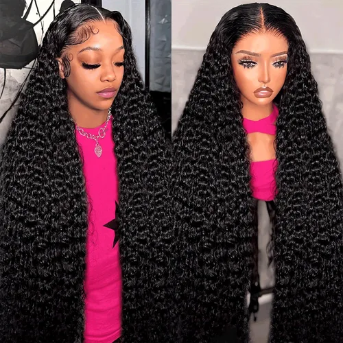 Vista 10 de Pelucas de encaje frontal sin pegamento con onda de agua para mujer, cabello humano 180 de densidad, cabello virgen brasileño sin procesar