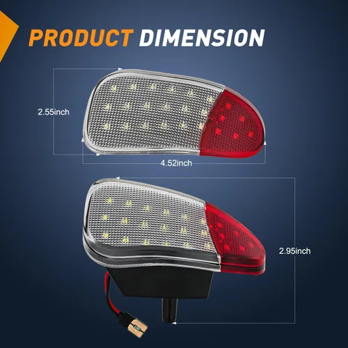 Vista 2 de Nilight 2 piezas de luz LED para panel de puerta interior, luces de cortesía blancas y rojas, conexión plug and play, compatibles con Ford F-150