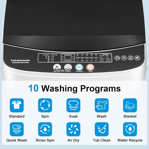 Vista 9 de DOGHLY Juego de lavadora completamente automática de 17 libras y secadora de ropa de 1.8 pies cúbicos Portable Washer and Dryer Combo for