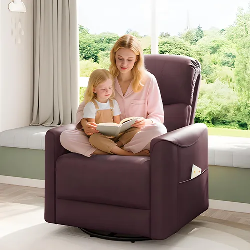 Vista 10 de Welzona Mecedora giratoria eléctrica, mecedora giratoria de 360°, mecedora de cuero sintético, silla eléctrica de posición infinita para adultos