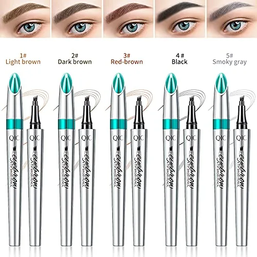 Vista 8 de Lápiz microblading para cejas, maquillaje de ojos, micro 4 puntos para levantar y arrebatar cejas de larga duración, impermeable, cabello natural 01