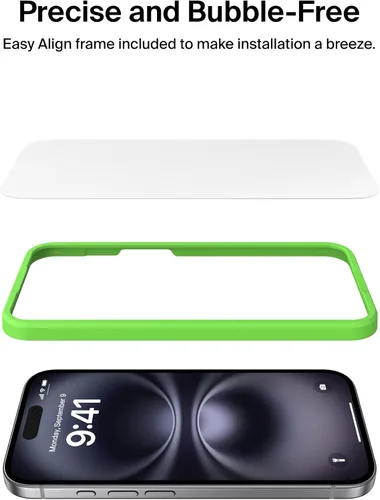 Vista 7 de Belkin ScreenForce - Protector de pantalla de vidrio templado para iPhone Air, resistente a los arañazos con bandeja de fácil alineación incluida