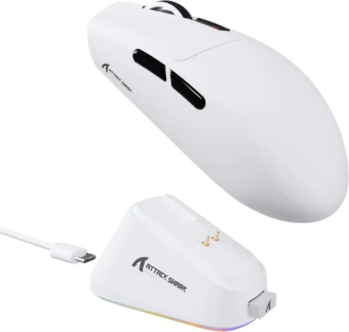Vista 12 de ATTACK SHARK G3 Pro - Mouse inalámbrico para juegos con base de carga magnética, sensor de juego PixArt PAW3311, BT/2.4G inalámbrico/con cable