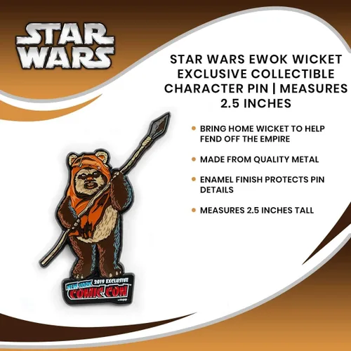 Vista 4 de Star Wars Ewok Wicket Exclusive Collectible Character Pin Measures 2.5 Inches