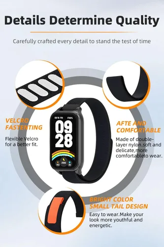 Vista 5 de Correa de repuesto de nailon para reloj, accesorios de pulsera inteligente para Amazfit 7 Fit Band