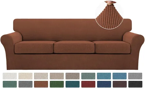 Vista 67 de Turquoize 2 fundas para sillas de sala de estar, funda de sofá con fundas de cojín individuales, funda de muebles para sillas (silla, beige biscotti)