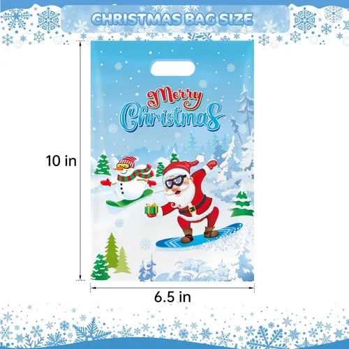 Vista 3 de 40 piezas de bolsas de regalo de Navidad con asas - Bolsas de golosinas de invierno para niños, geniales bolsas de caramelos de Santa Claus