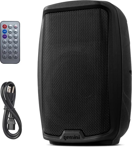 Vista 11 de Gemini Altavoz PA Bluetooth de 8" 500W con enlace TWS, USB/SD/FM, entradas XLR/RCA/AUX, canales de micrófono y guitarra, altavoz DJ compacto