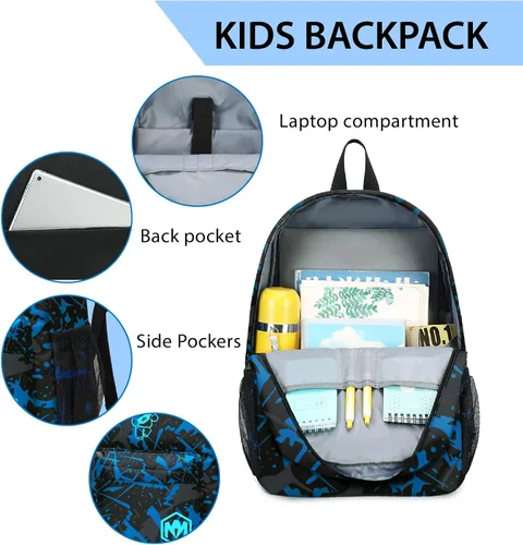 Vista 5 de Mochila escolar para estudiantes, mochila de viaje para adolescentes, Azul (Blue-3pcs)), 4347026043