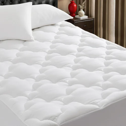 Vista 8 de Protector de colchón de 600 GSM con superficie acolchada (Pillow Top), funda de colchón, protector de colchón con superficie de algodón, funda
