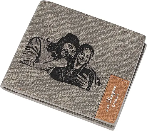 Vista 14 de Awofer Cartera de fotos grabada personalizada para hombre Marrón (Bright Brown)