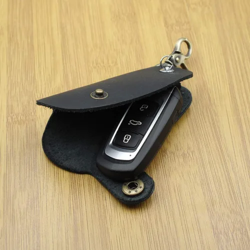Vista 9 de Mejora la seguridad para evitar que se caiga de cuero genuino para llaves de puerta de coche, protector de llaves