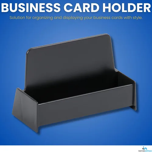 Vista 2 de 1InTheOffice Soporte para tarjetas de visita, soporte para tarjetas de visita, plástico, negro, paquete de 2