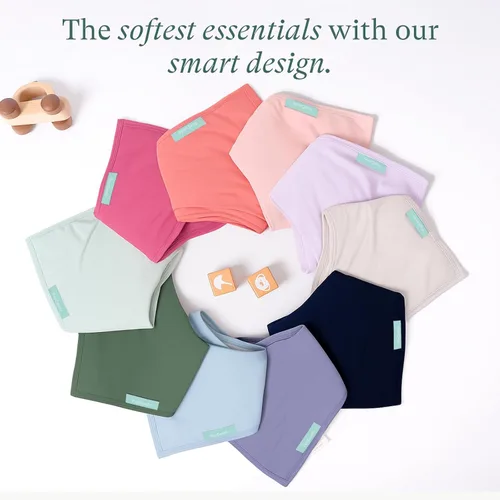 Vista 8 de PurComfy Baberos supersuaves, baberos de bambú de primera calidad para bebés niños y niñas, baberos ajustables a presión, paquete de 6