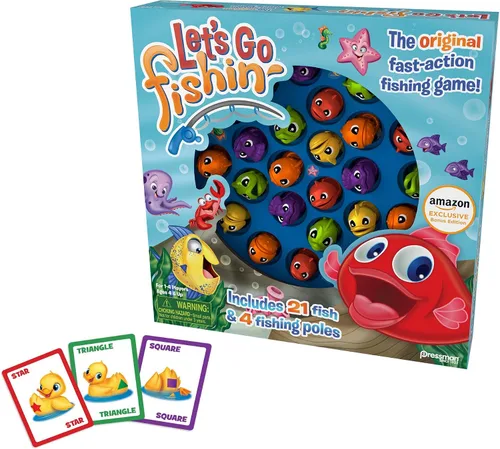 Vista 6 de Pressman Toys Amazon Exclusive Bonus Edition Let's Go Fishin' - Incluye Lucky Ducks Make-A-Match Game!