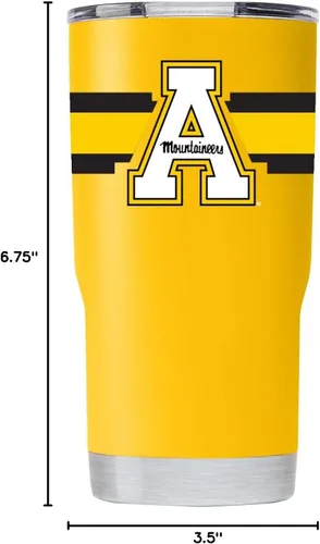 Vista 6 de Gametime Sidekicks Appalachain State - Vaso amarillo de 20 onzas, con licencia oficial, acero inoxidable 18/8, doble pared, aislado al vacío