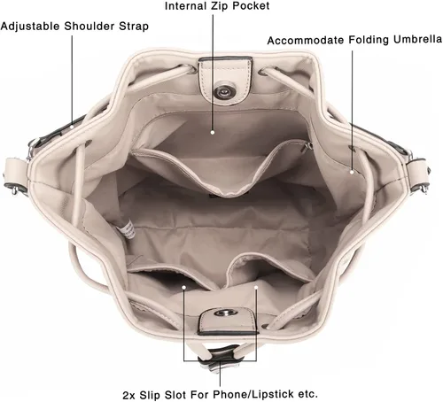 Vista 5 de AFKOMST Bolsos y monederos para mujer con cordón y bolsos de hombro con 2 correas desmontables