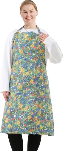 Vista 47 de Delantales de algodón y lino para hornear, talla grande, para mujer, con bolsillos, cocina