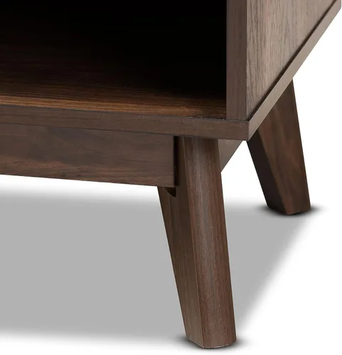 Vista 5 de Baxton Studio Hartman Mid-Century - Soporte de TV de madera con acabado marrón nogal moderno