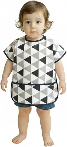 Vista 36 de Plie Short Sleeve Waterproof Bib for Toddlers – Easy Clean Feeding Apron for Mealtime, Daycare, Self-Feeding, Lightweight