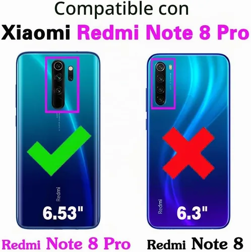 Vista 2 de Asuwish Funda de teléfono para Xiaomi Redmi Note 8 Pro con protector de pantalla de vidrio templado y accesorios para celulares, silicona TPU suave