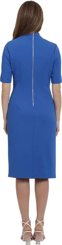 Vista 3 de Maggy London Vestido plisado lateral para mujer con cuello asimétrico y mangas de codo