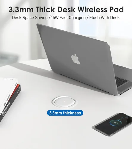 Vista 4 de ANNQUAN Receptáculo Emergente de Encimera de 3" con 4 Puertos USB Cargador Inalámbrico de 15W, Entrega de Energía Máxima de 20W Receptáculo Blanco