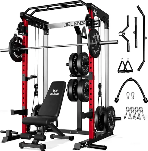 Vista 36 de C21 Power Cage 2000LBS Multi-Function Power Rack with Independent Dual Pulley System, All-in-One Squat Rack for Cable Crossover, Home Gym Workout