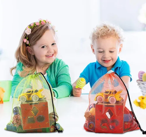 Vista 3 de iMucci 6 bolsas de malla de nailon con cordón, bolsa de gimnasio de 13 x 15.5 pulgadas