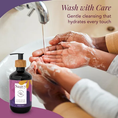 Vista 2 de Saavy Naturals Bomba de jabón líquido de manos y manzanilla lavanda, jabón líquido hidratante para manos con aloe vera, aceites esenciales y más